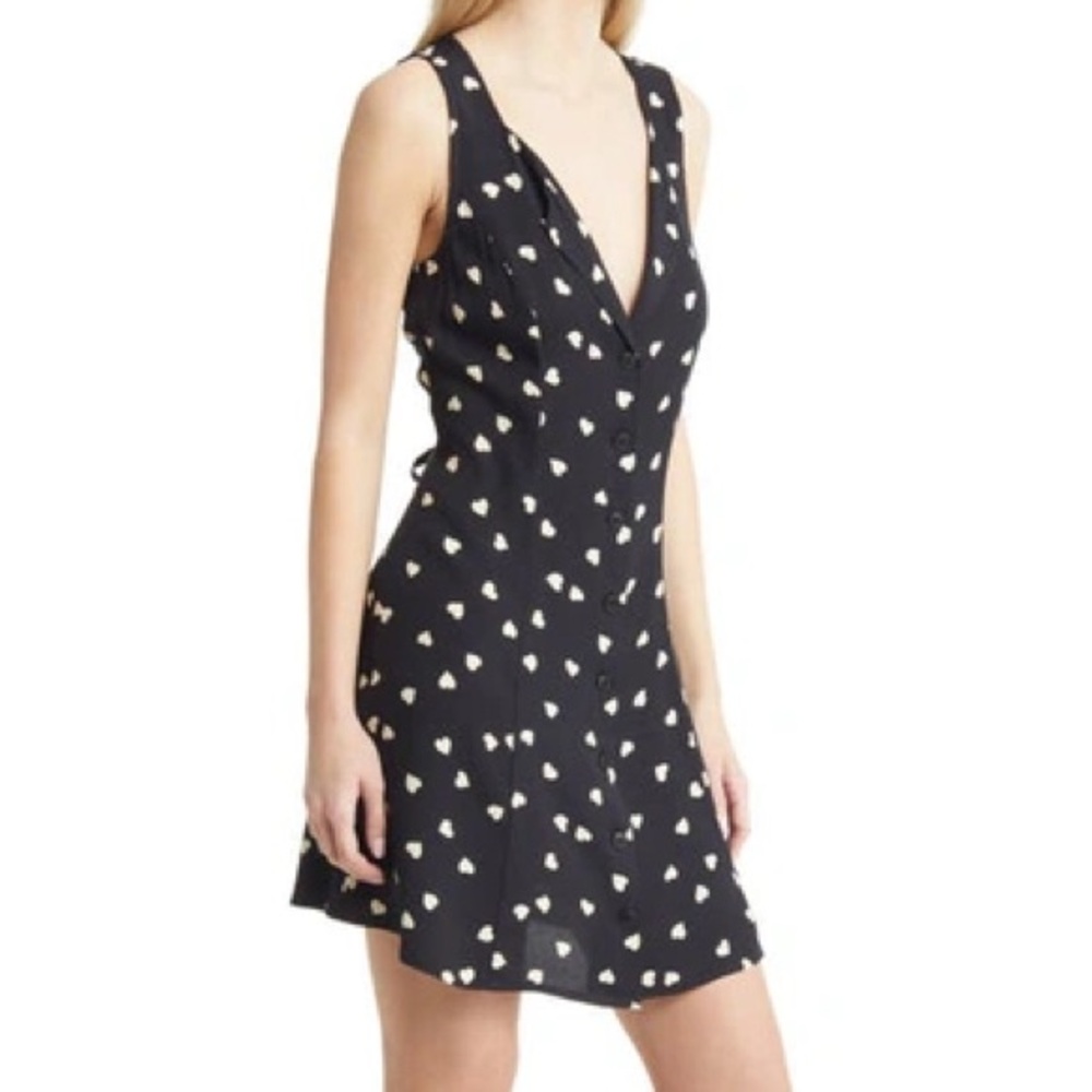 Reformation Black and White Heart Print Dress